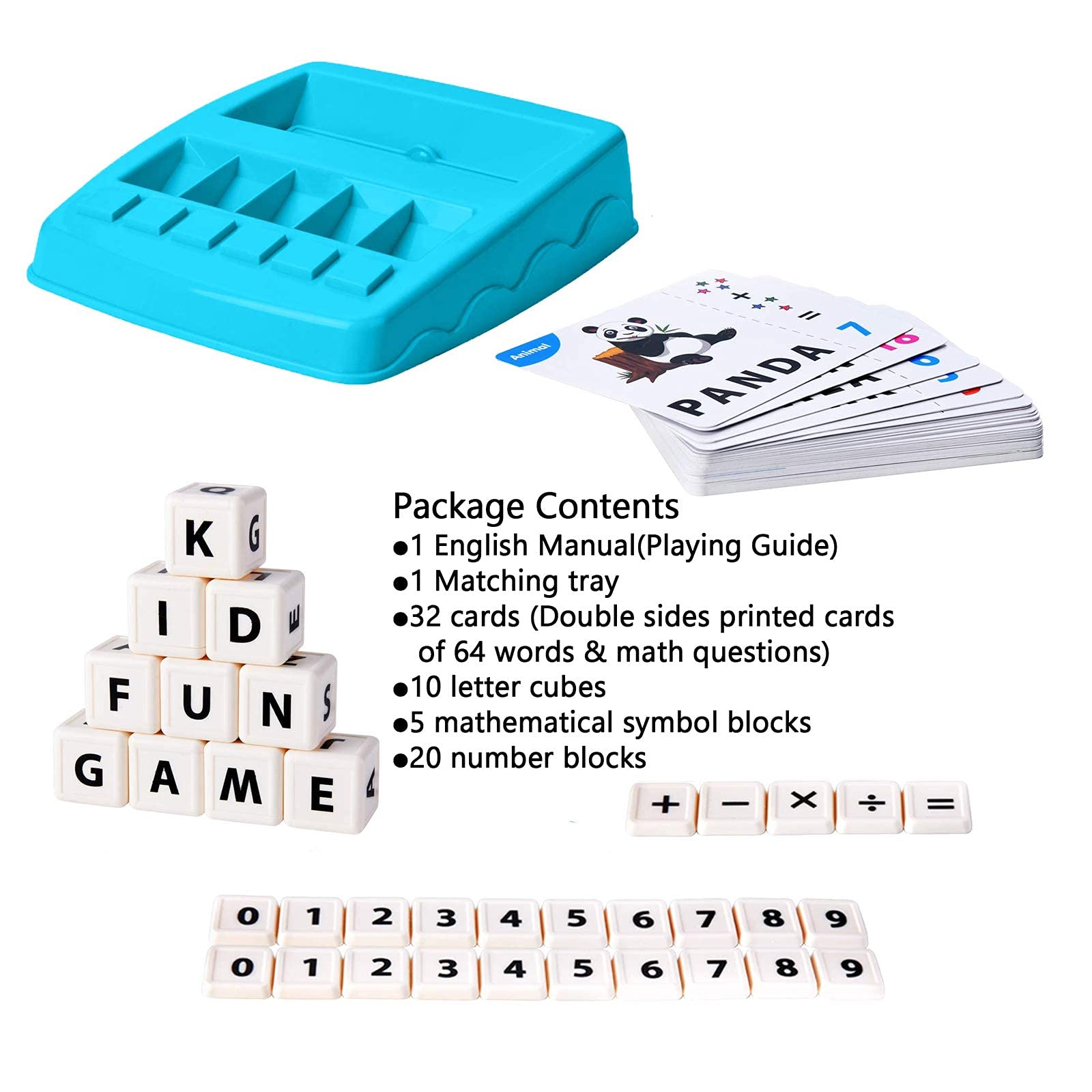 PATPAT® Spelling and Brain Games for Kids with Flash Cards,2 in 1 Matching Letter and Number Games for Boys and Girls Sight Words Recognition Kindergarten Teaching Tools Preschool 3-8 Years Old