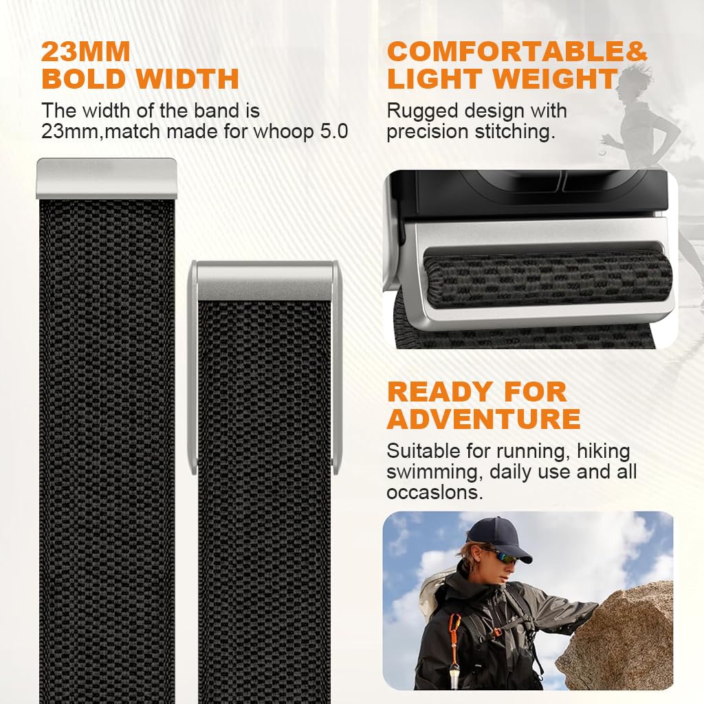 PROBEROS Replacement Watch Band for WHOOP 5.0 and 4.0 featuring Adjustable Metal Buckle | Soft Stretchy Woven Polyester