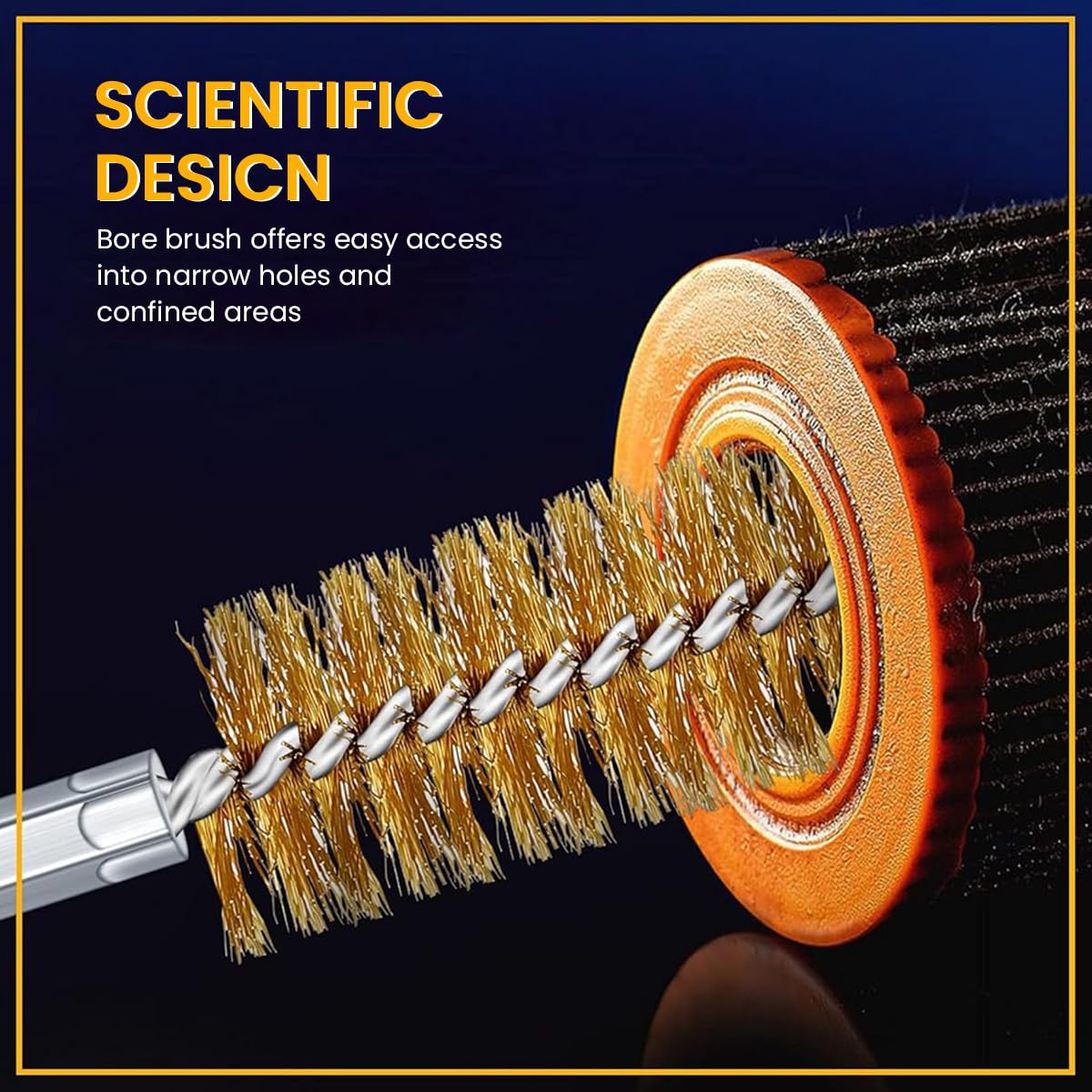 Serplex Bore Brush Set for Drill 12 pcs 1/4 in Hex Shank with Twisted Wire Design | Stainless Steel and Brass Cleaning Tools