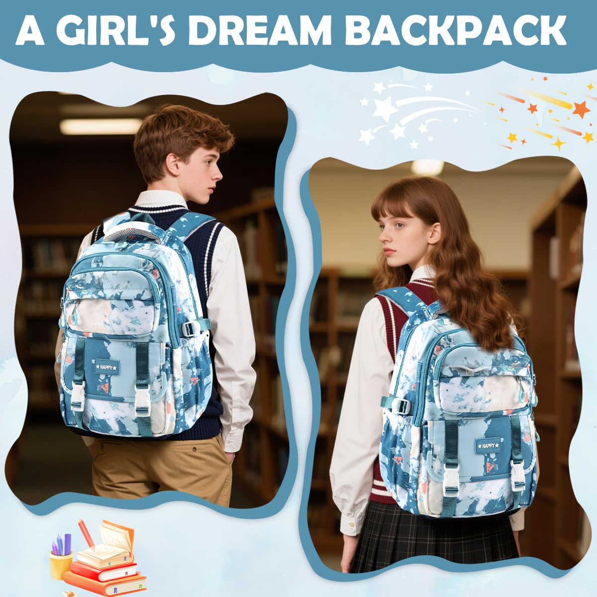 PALAY School Backpack for Kids with 13.3 in Laptop Compartment and Trolley Strap | Waterproof Oxford Cloth