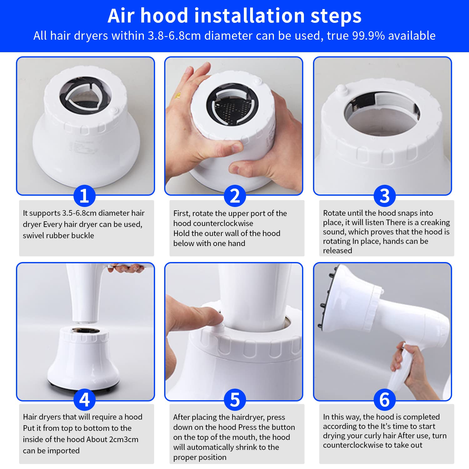 MAYCREATE Hair Diffuser for Curly Hair featuring Universal 1.4 to 2.6 in Fit and Nylon PC Body | Includes Scalp Massager Brush