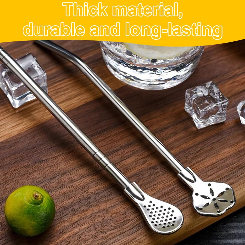 Supvox Reusable Straws for Smoothies and Milkshakes 7 in 2 Pack with Detachable Scoop Heads