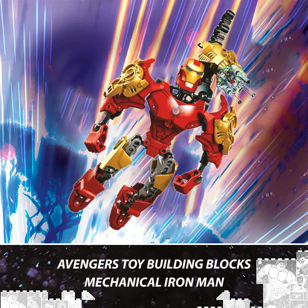 HASTHIP Avengers Toys for Boys featuring DIY Assembly Iron Man Action Figure | ABS Building Blocks for Kids Gift and Desktop Decoration