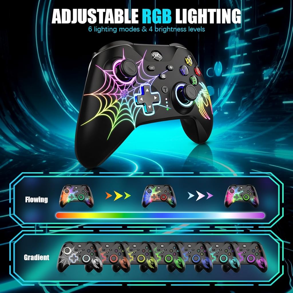 zitronix® Compatible with Switch OLED Wireless Game Controller Cordless Bluetooth Gamepad Controller Fashion RGB Wireless Game Controller Compatible for Switch/Switch Lite/PC