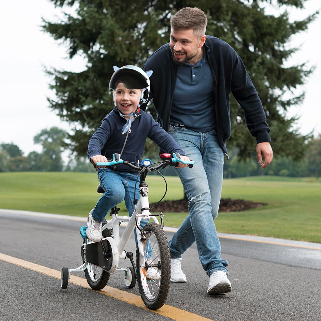 Proberos Kids Bike Helmet for 7–14 Year Riders with UV Visor and ABS EPS Impact Cushioning | Cartoon Unicorn Design Blue 2PCS