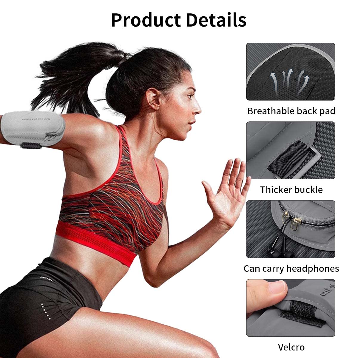 ZORBES Armband for Mobile Phone Running with Waterproof Reflective Fabric and 35 cm Adjustable Anti‑Slip Strap | Fits 6.8 in Phones 2 PCS