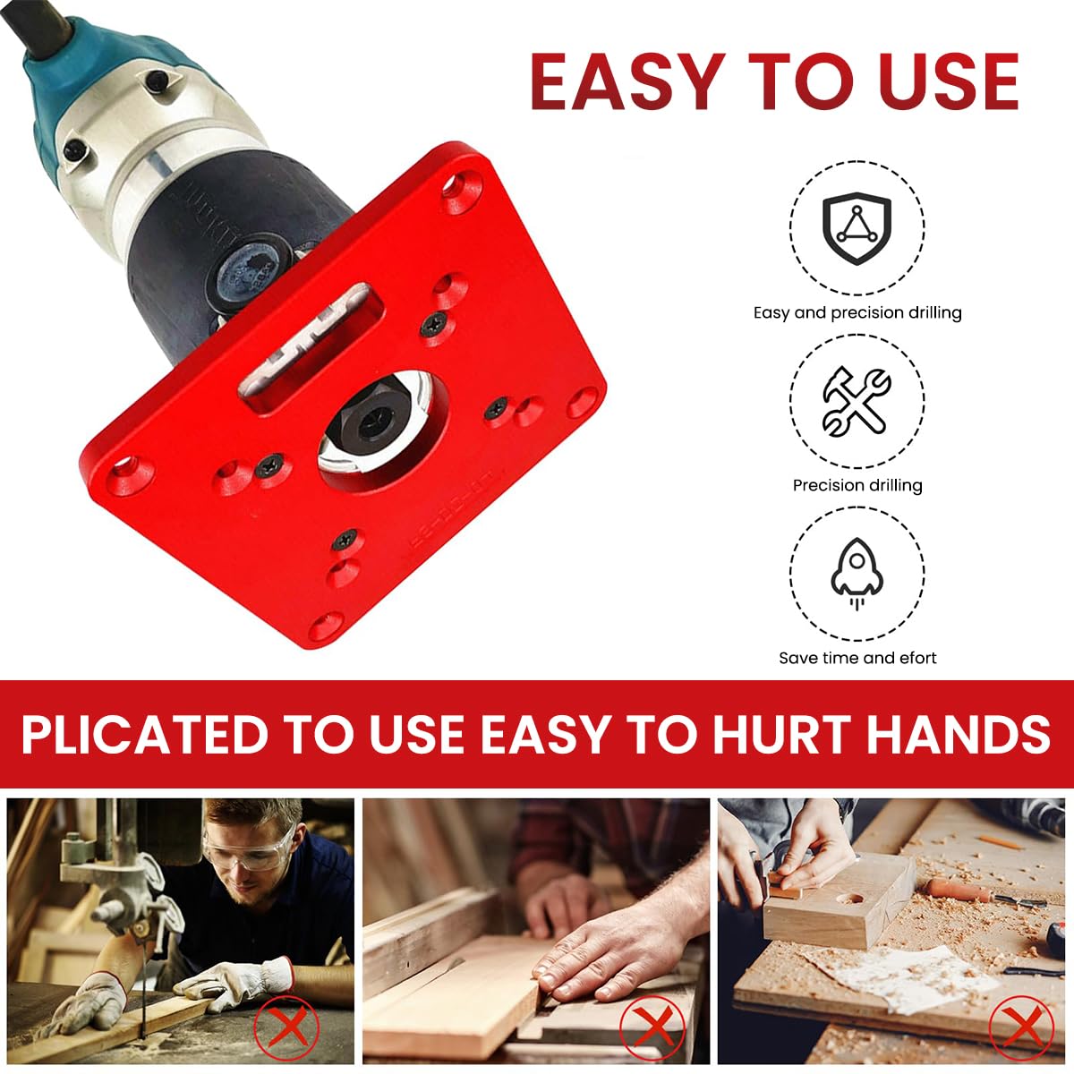 Serplex Router Table Insert Plate 120x120mm for Woodworking featuring Centering Hole Socket | Aluminum Alloy Setup for M372 3709 3703MT370 Models