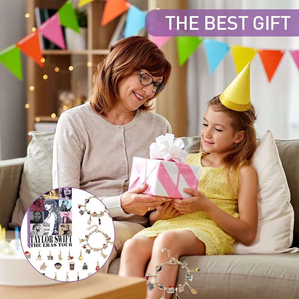 SANNIDHI Advent Calendar Bracelet Making Kit with 22 Charms and 2 Friendship Bracelets | Christmas Jewelry Gift for Women and Girls