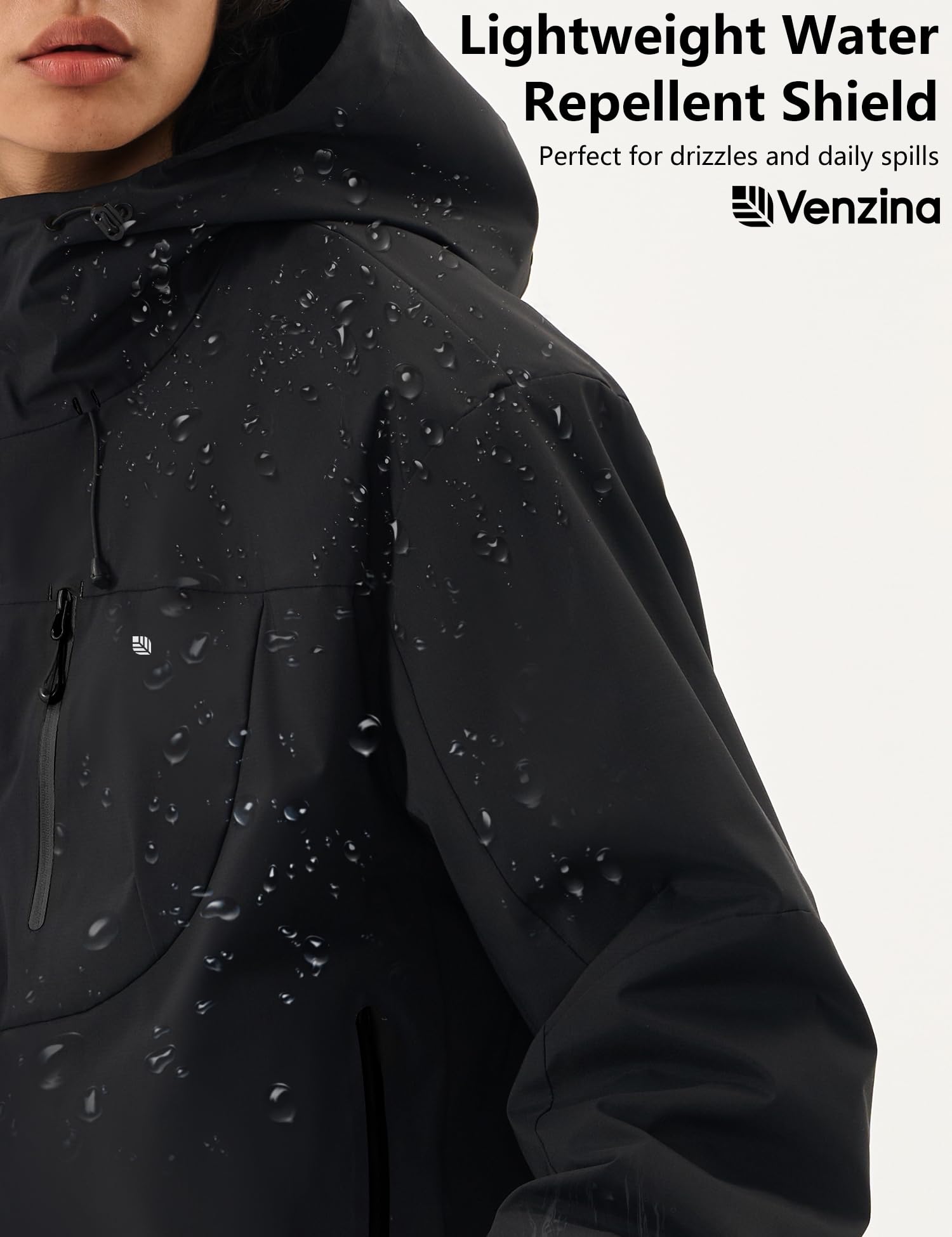 Venzina Men's Waterproof Rain Jacket for Urban Outdoor with Color Block Design | Breathable Windbreaker