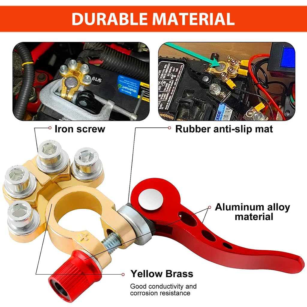 ZIBUYU® Car Battery Terminal Clamp Quick Release Terminal Clip Adjustable Terminal Connector Kit with Accessories Applicable to SAE/JIS A Type Terminal Post, Compatible with Cars Trucks and More