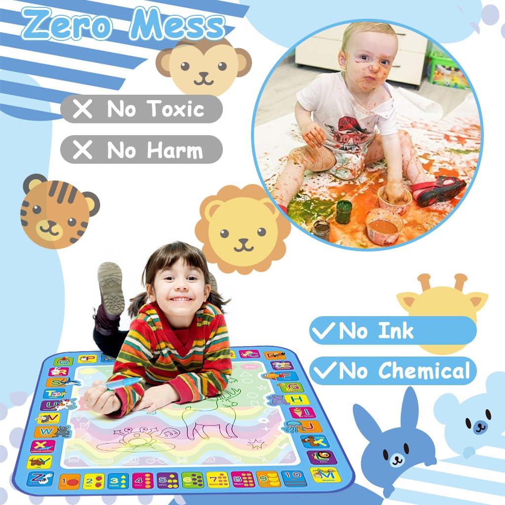 PATPAT Water Doodle Mat for Toddlers with 100 x 75 cm Large Drawing Area | Educational Painting Toy