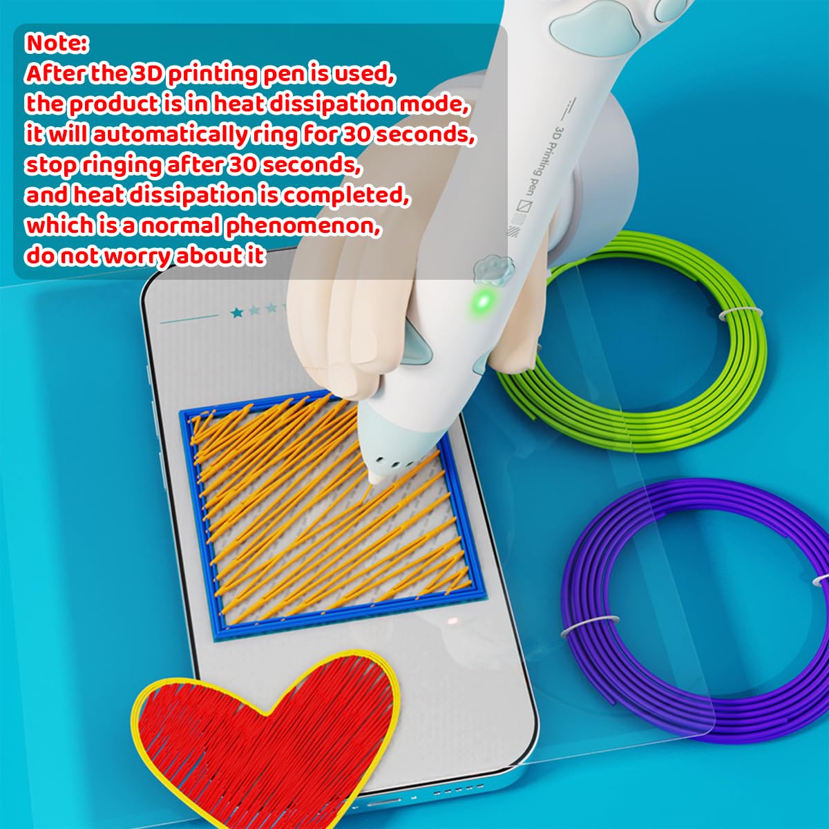 PATPAT 3D Pen for Kids with 20m Color Filament and USB Rechargeable Cat Paw Design | Educational Drawing Toy