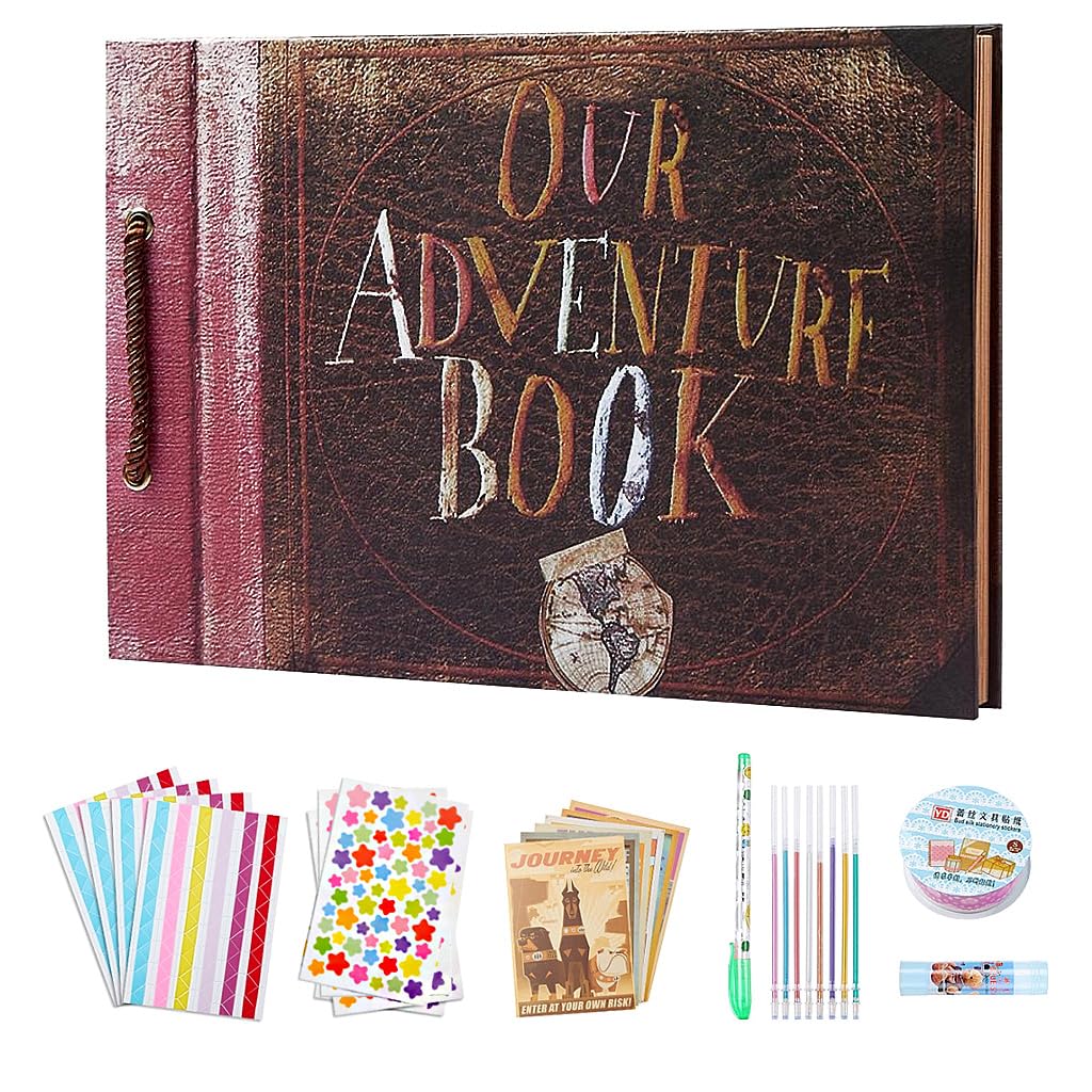 HASTHIP DIY Scrapbook Photo Album Kit for Anniversary Memories with 60 Pages | Includes Decorative Stickers and Color Pens