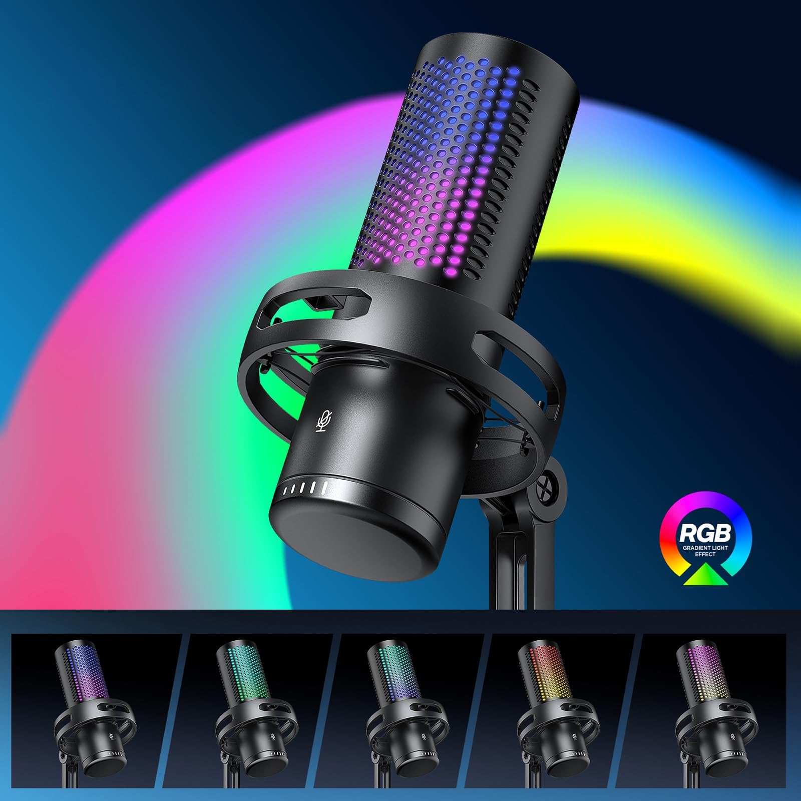 Verilux Gaming USB Microphone for Streaming and Recording with Touch Mute & RGB | 70.9 in Cable