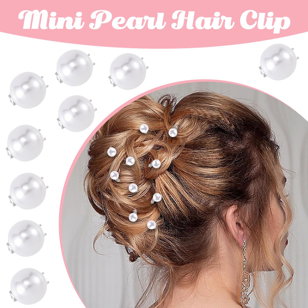 PALAY® 20Pcs Mini Pearl Hair Clips for Women Girls, 0.38in White Faux Pearl Hair Barrettes Cute Bridal Hair Accessories Brides Hair Decorations for Daily Use, Party, Wedding