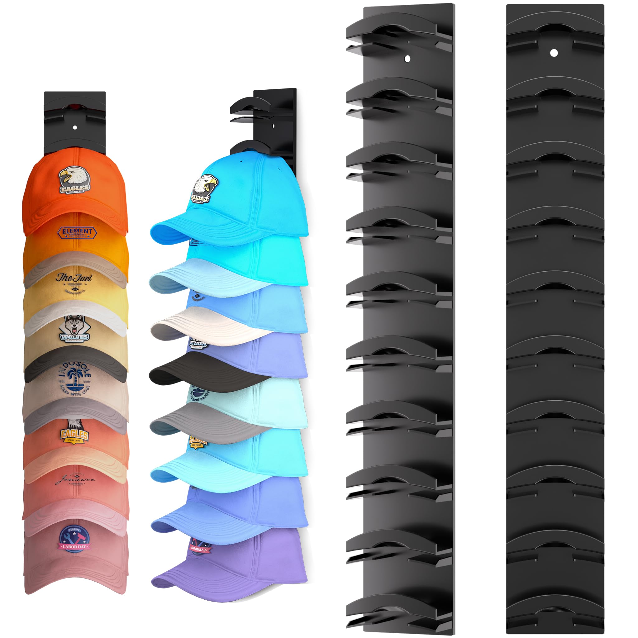 HASTHIP® Hat Organizer for Baseball Caps 2Pack, Hat Rack for Wall with Strong Adhesive Hold up to 20 Hats