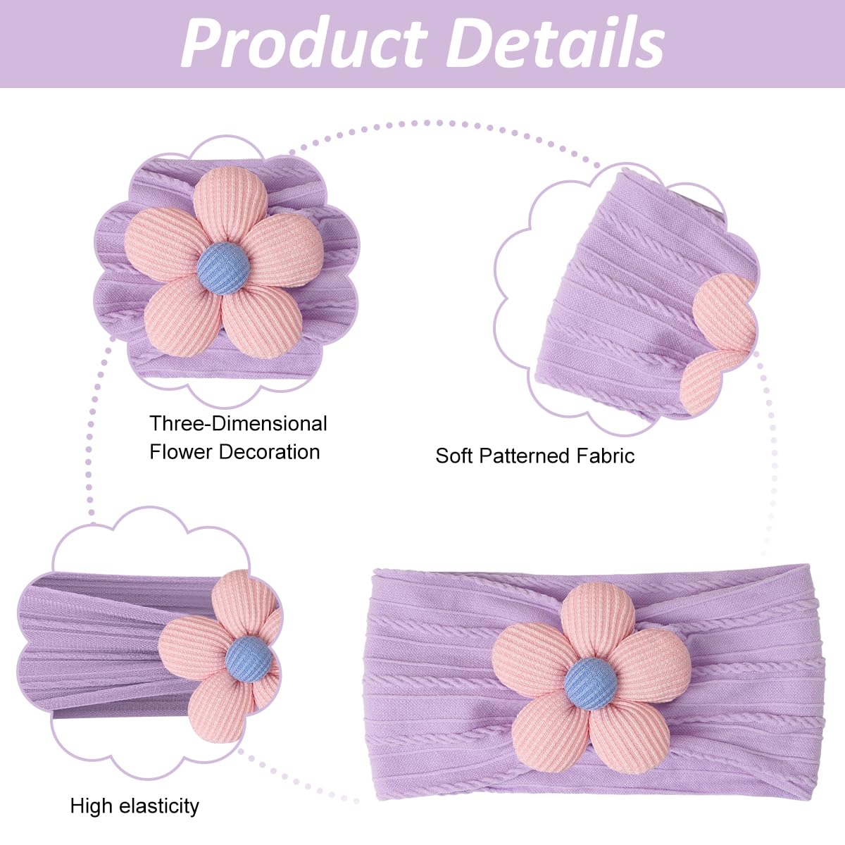 SNOWIE SOFT Baby Headbands for Girls featuring Stretchy Nylon Comfort and Cute Flower Style