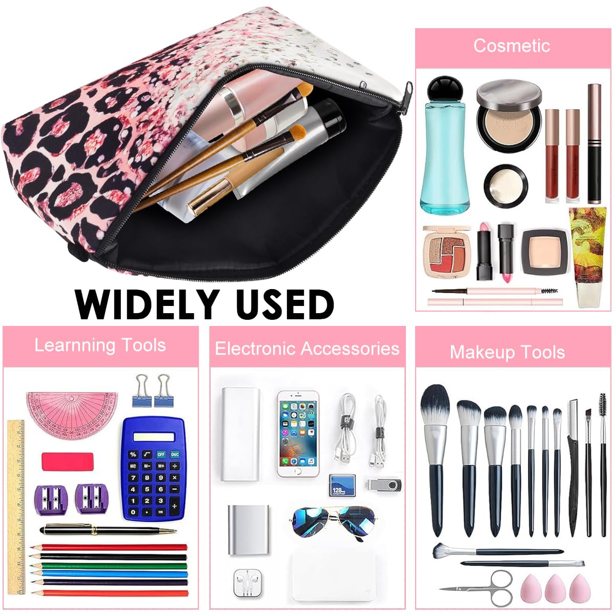 MAYCREATE Makeup Bag for Travel and Daily Use featuring Linen Fabric with Zipper Closure | Gift for Women Girls