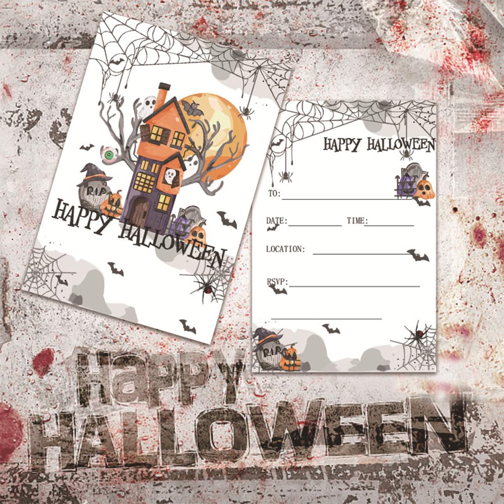 HASTHIP Halloween Party Invitation Cards for Friends and Family featuring Double Sided Design and 10 Pack Set