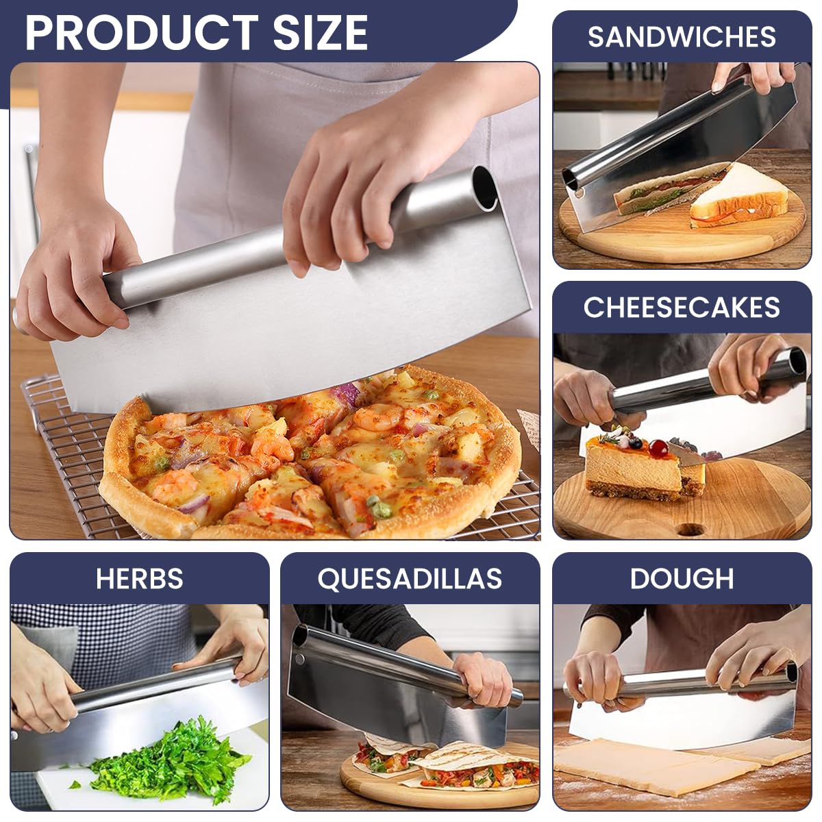 Supvox Pizza Cutter for Effortless Slicing with Sharp Rocking Stainless Steel Blade | Dishwasher Safe