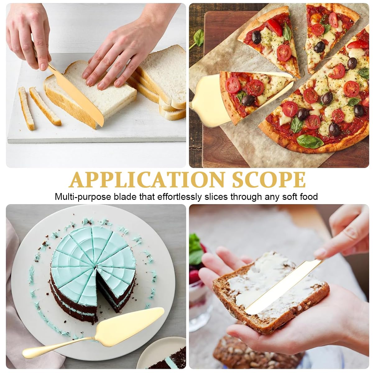 HASTHIP Cake Knife and Server Set for Weddings with Ergonomic Non Slip Handles | 3Pcs 9.29in Knife 8.8in Server 6.7in Spatula