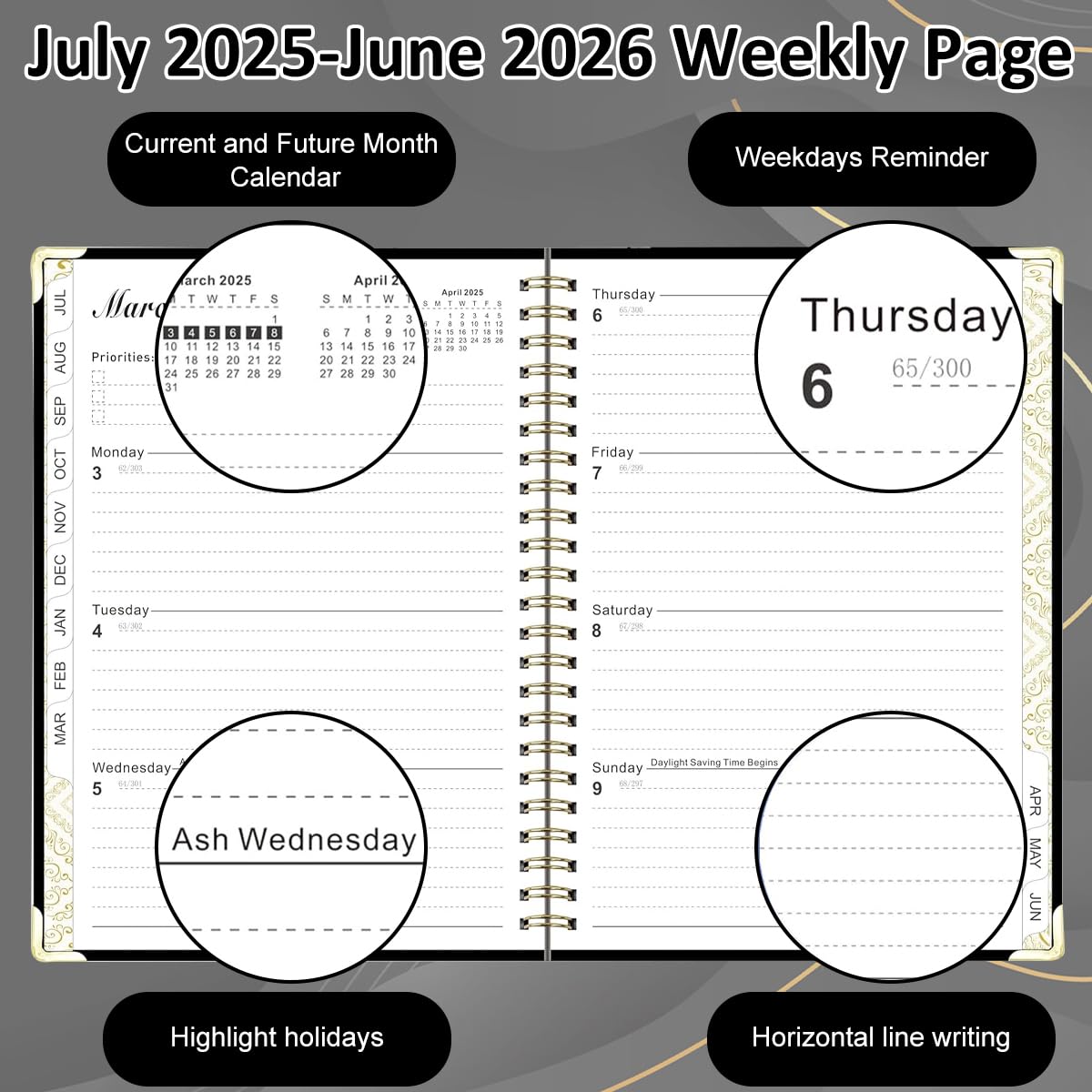 Climberty Academic Planner for 2025–2026 with Double Binding and Black Cover | 9×11 A4 Diary