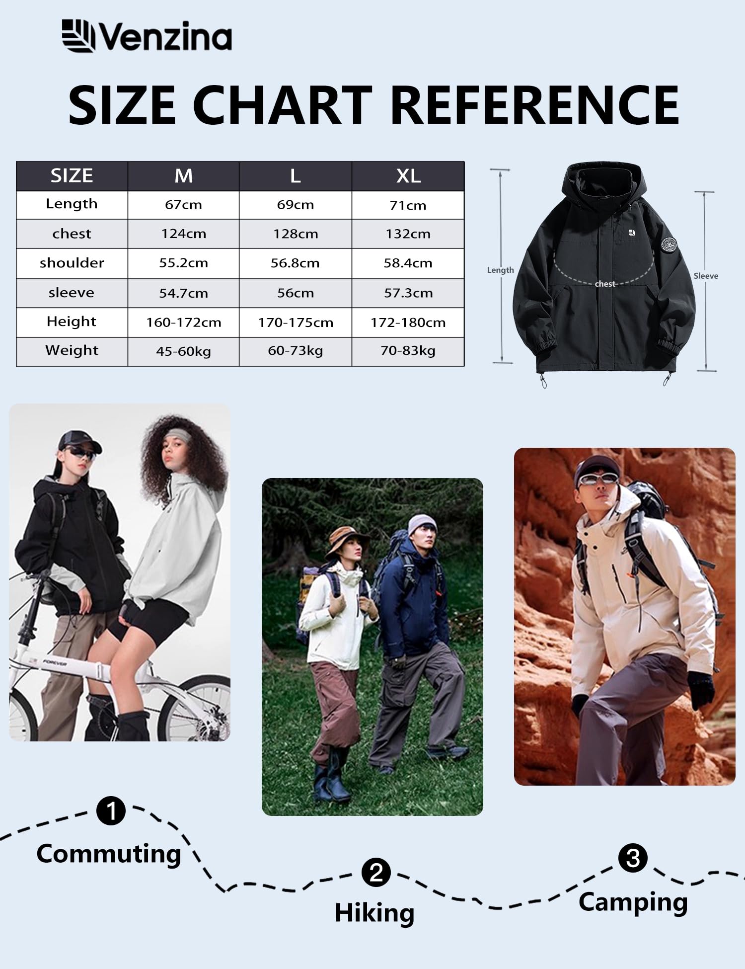 Venzina Men's Modular Tech Wear Jacket for Urban Outdoor Style with Waterproof Shell | Black Hooded Abrasion Resistant Design