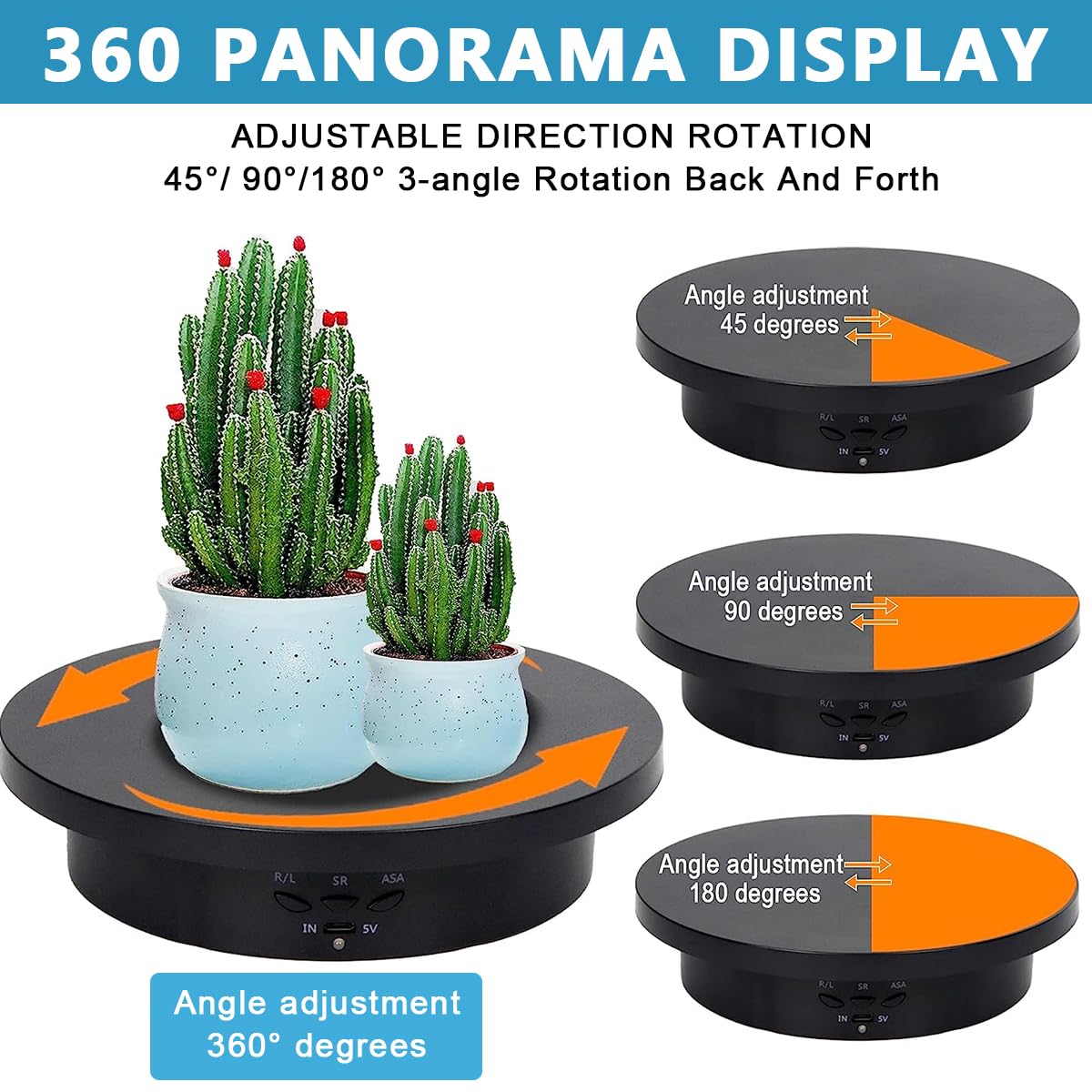 Supvox Rotating Display Stand for Jewellery and Product Photography with 3 Speeds | 5.9 7.08 8.66 in Interchangeable Covers