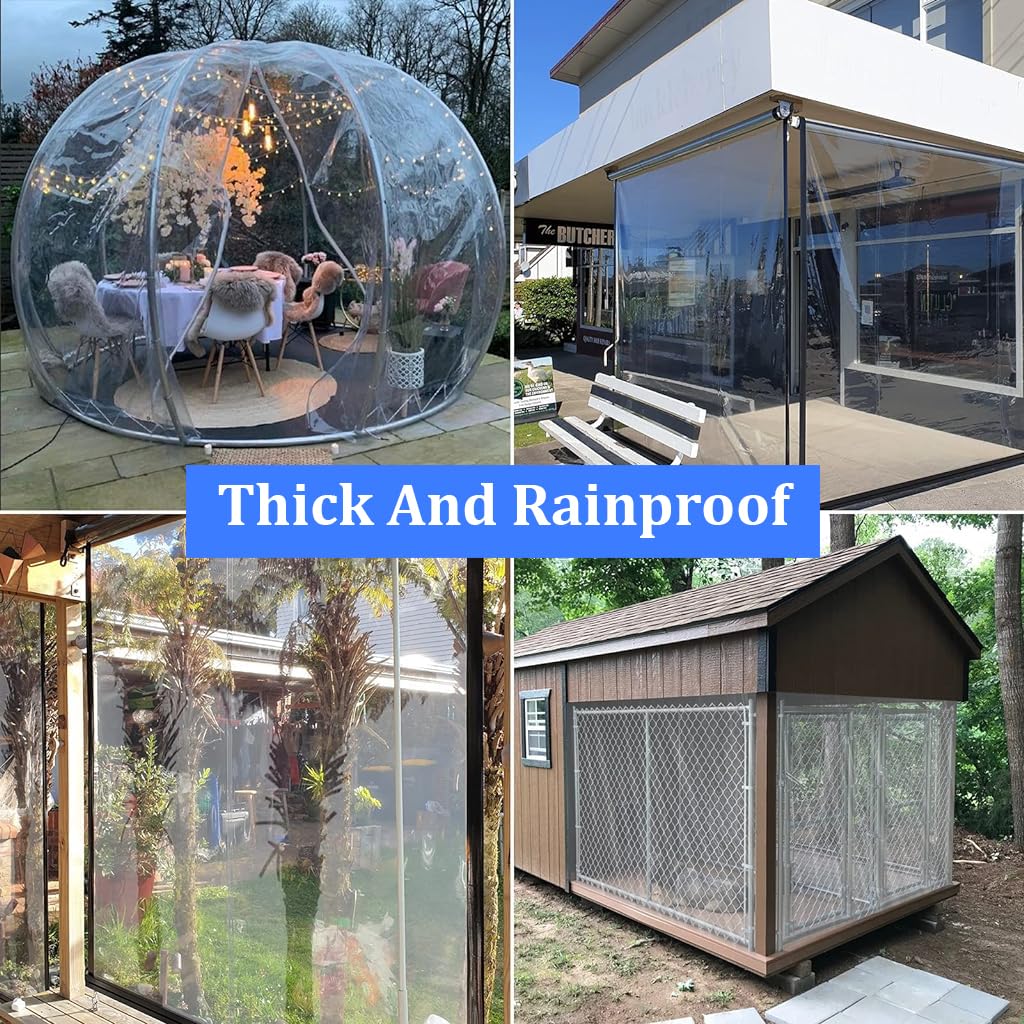 HASTHIP Tarpaulin Sheet for Camping and Cargo Protection with Reinforced Eyelets 9.8×6.7 ft Waterproof Polyethylene Cover | Clear Heavy Duty Rainproof Tarp