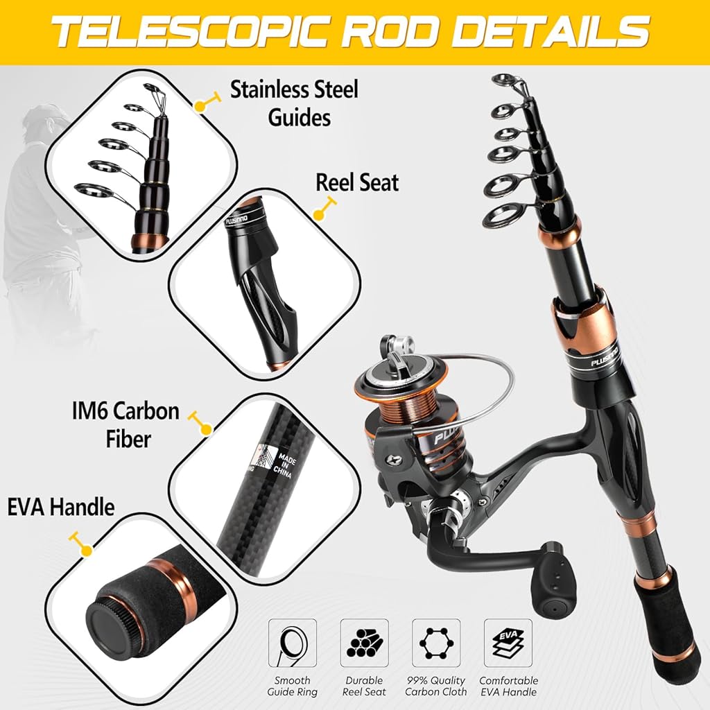 Proberos® Fishing Rod Reel Set 6.8Ft Strong Glass Fiber Fishing Rod Reel with Fishing Line, Fishing Lures Accessories Kit & Carry Bag for Saltwater Freshwater