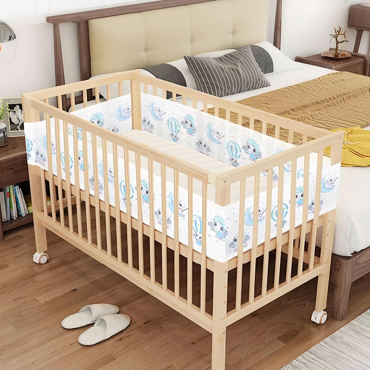SNOWIE SOFT Crib Liner for Safe Baby Sleep featuring Breathable Mesh and 160x30 cm Fit | Soft Protective Fence Guard