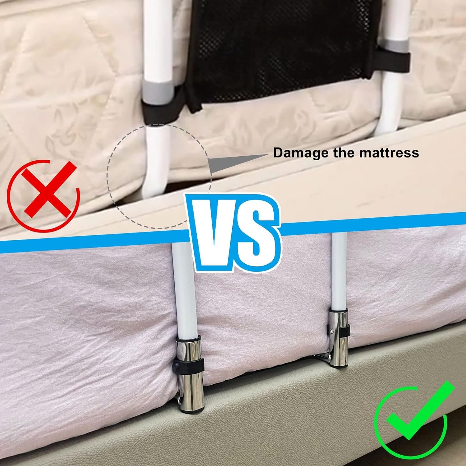 HASTHIP Bed Rail for Elderly Assistance with Anti Slip Handle and Wide Stable Base | Stainless Steel Support for Home Care