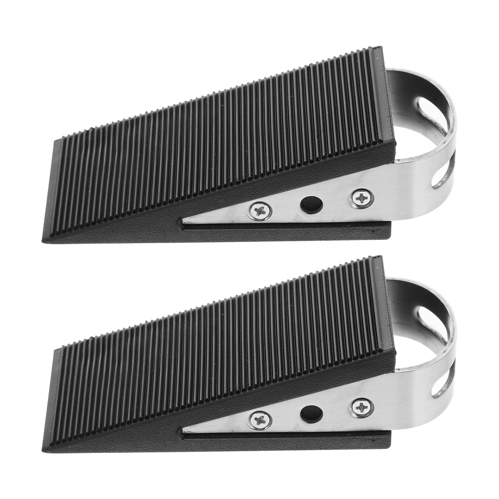 HASTHIP® 2Pcs Door Wedge Stoppers with Pull Grips, Anti-Slip Ridged Surface Door Stoppers, 304 Stainless Steel Wedge-Shape Door Stoppers for Heavy Doors