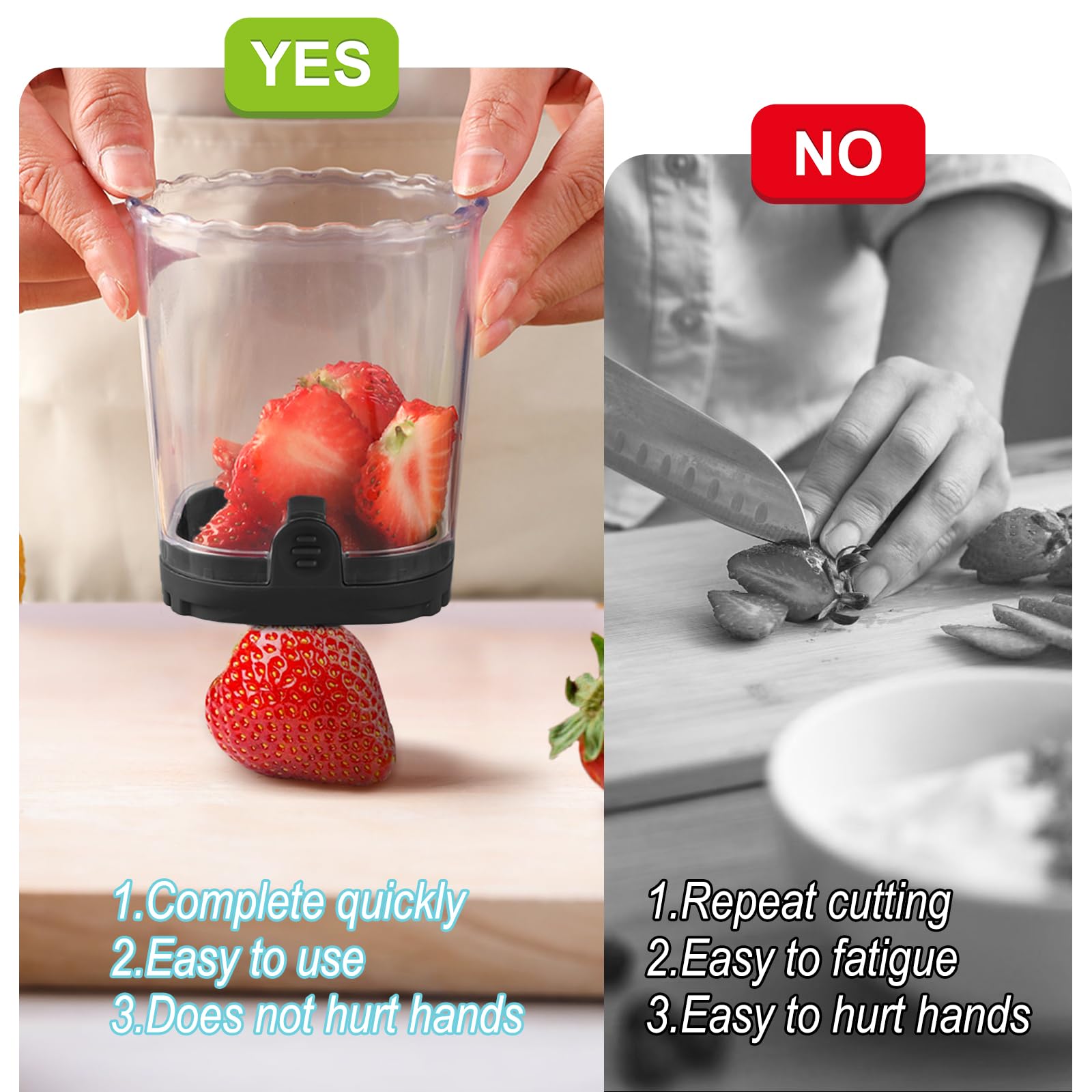 Supvox Fruit Slicer for Oats Bowl and Salad featuring Press Down Cutter | 3PCS Stainless Steel