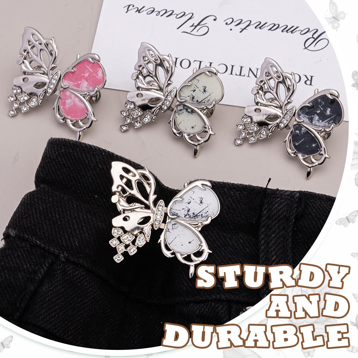SANNIDHI Jeans Tightening Clips for Instant Waist Adjustment with Spring Lock | 4 Pairs Metal Pins for Women Skirts and Pants