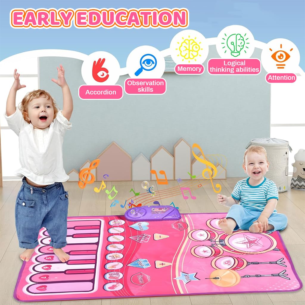 PATPAT Piano Keyboard Musical Mat for Kids with 8 Instrument Sounds and 75x54 cm Size | Educational Play Toy
