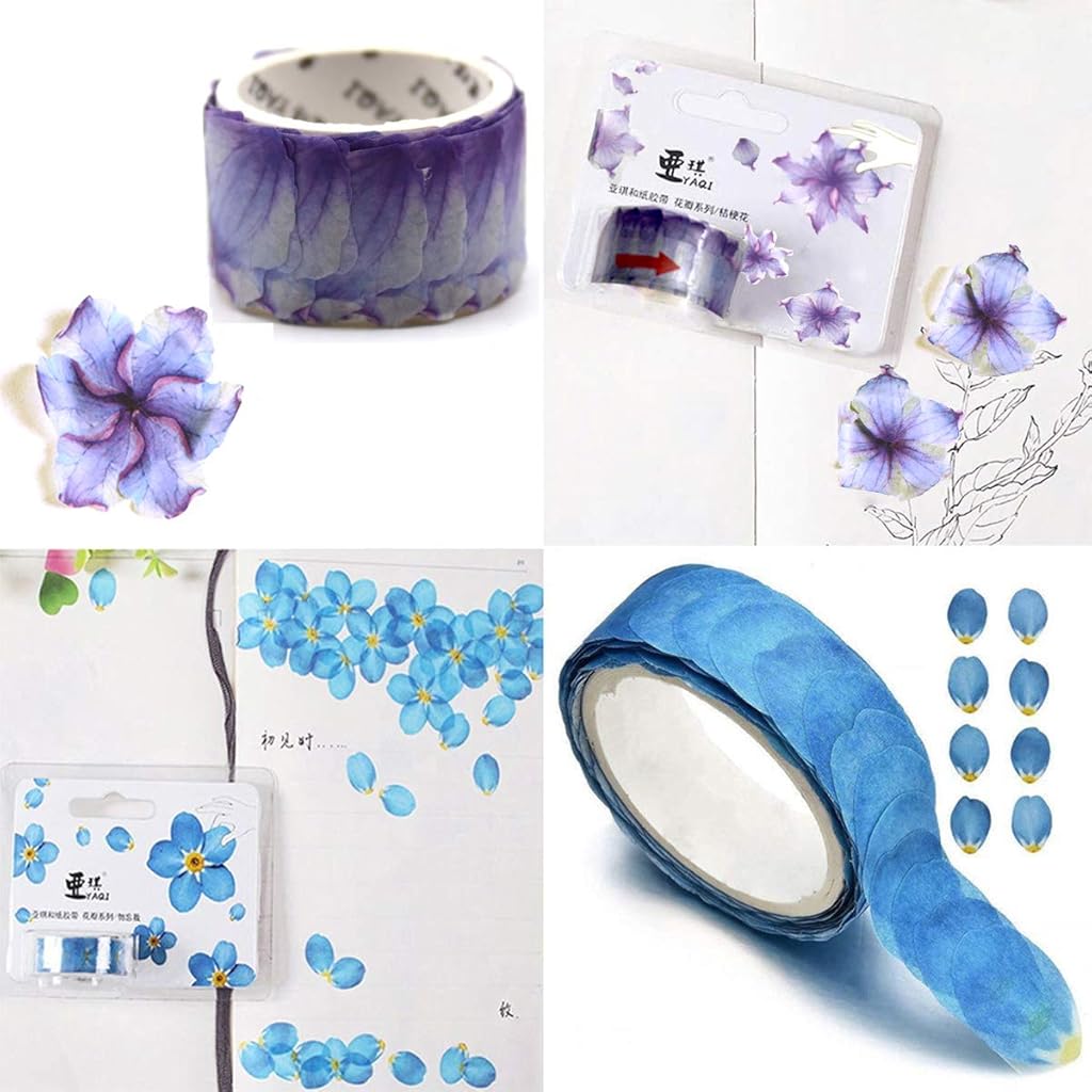 HASTHIP® 4 Roll Creative Flower Petal Washi Tape Masking Decorative Decals DIY Stickers for Scrapbooking Diary Bullet Journal Planner 200 Petals/Roll Purple 18.7 x 10.7 x 3.8 cm 2PCS