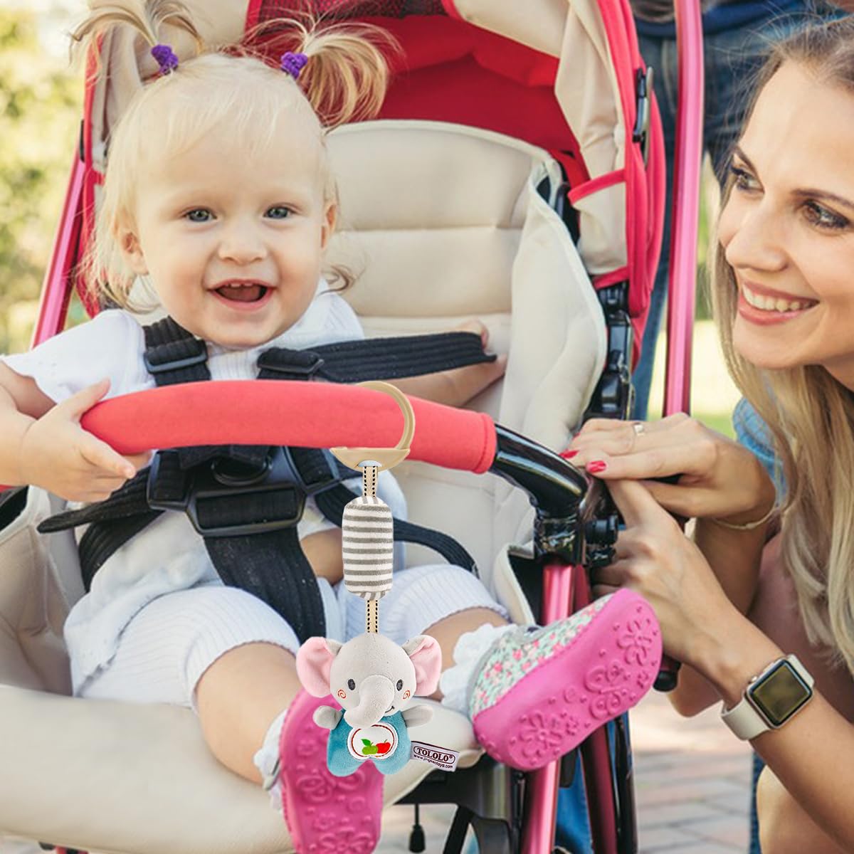 PATPAT Elephant Rattles for Baby featuring Built in Sound and Soft Plush Material | Hanging Toy for Crib and Stroller