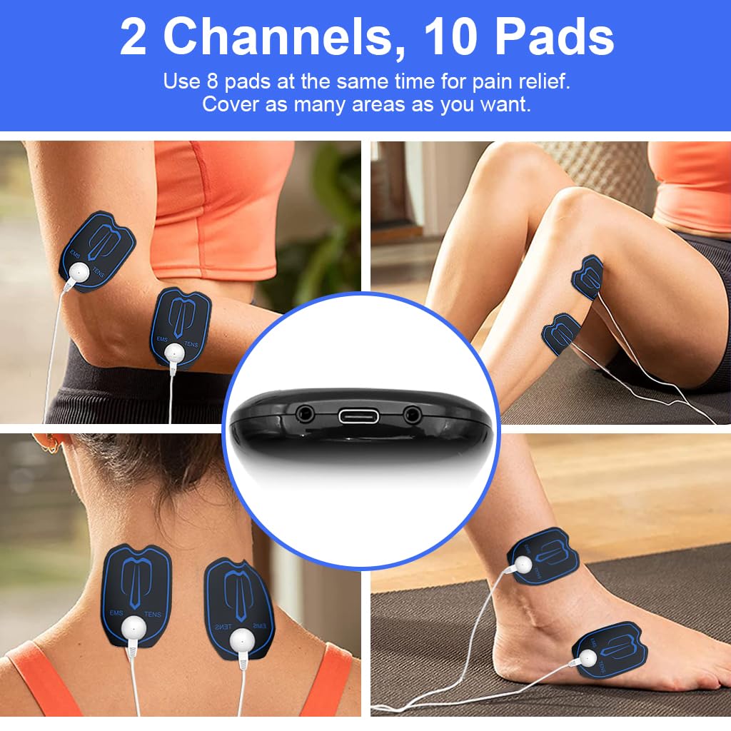 HANNEA TENS Massager Machine for Pain Relief with 6 Modes and 19 Levels | 4 Channels and 30mins Auto Off