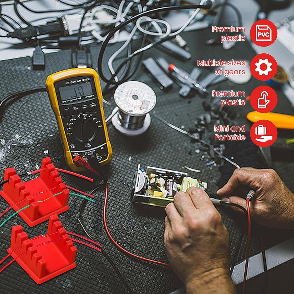 Serplex® Welding Soldering Station 5-Slot Silicone Cable Holder for 30-12AW Wire Cable Stablizer Holder Cable Retaining Clip