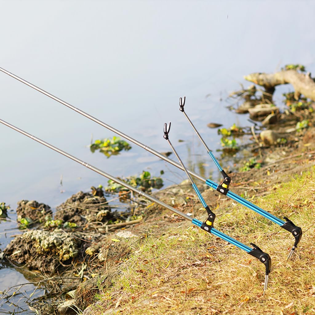 Proberos Fishing Rod Holder 1.7m Retractable Aluminum Stand with Ground Nail Bank Set | Lake Use 2PCS