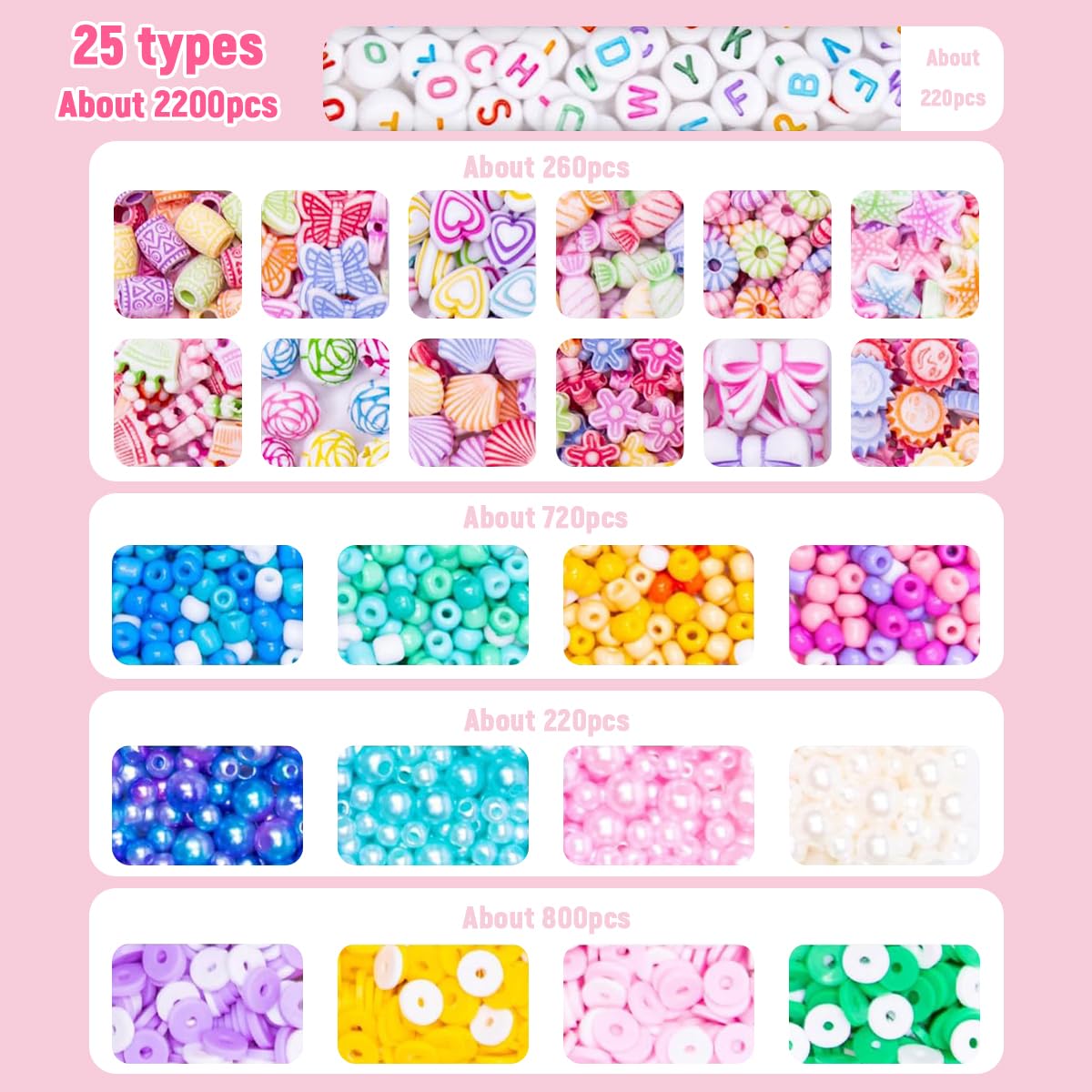 SANNIDHI Bracelet Making Set for Kids with 12 Spacer Bead Styles and Shell Pendants | Creative DIY Jewelry Kit for Girls 7-14 Years