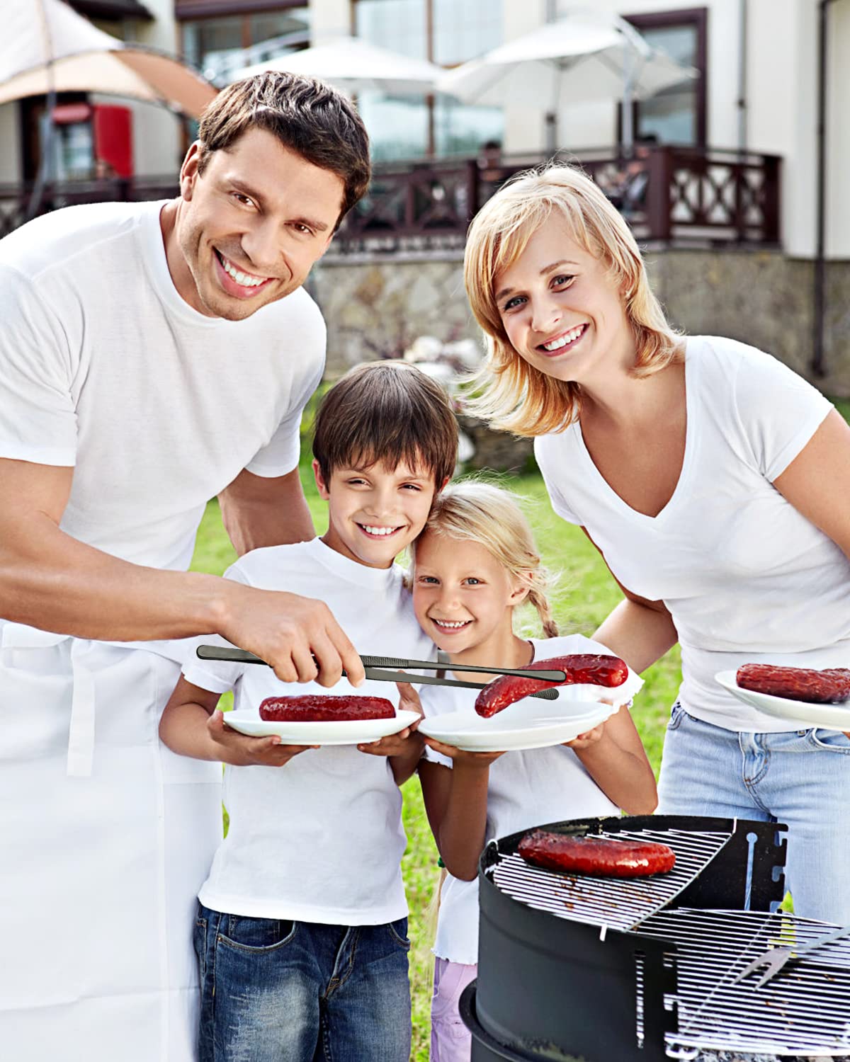 HASTHIP Cooking Tweezers Set for Kitchen and Grill with Serrated Tips | 3 Pcs 12 in Stainless Steel