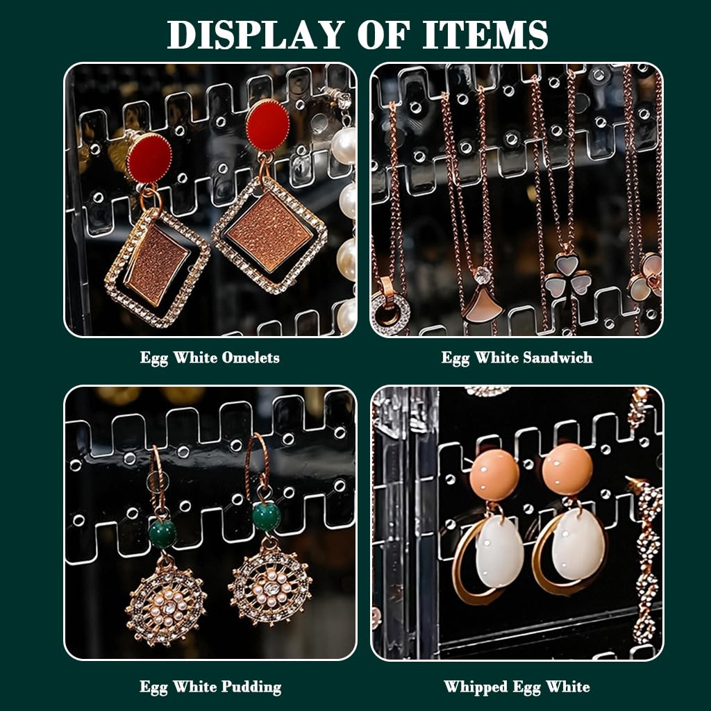 HASTHIP Earrings Display Stand for Desk with 4 Panel Folding Structure and Clear Design | Portable Jewelry Organizer