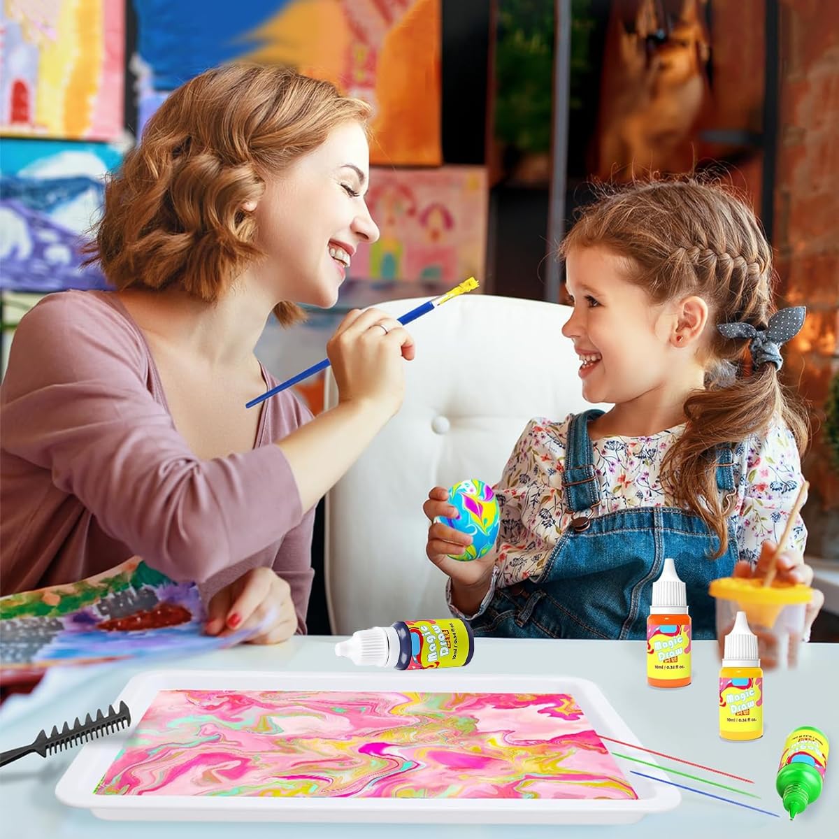 PATPAT Water Marbling Paint Kit for Kids Arts and Crafts | Creative Birthday Gift for Ages 3+