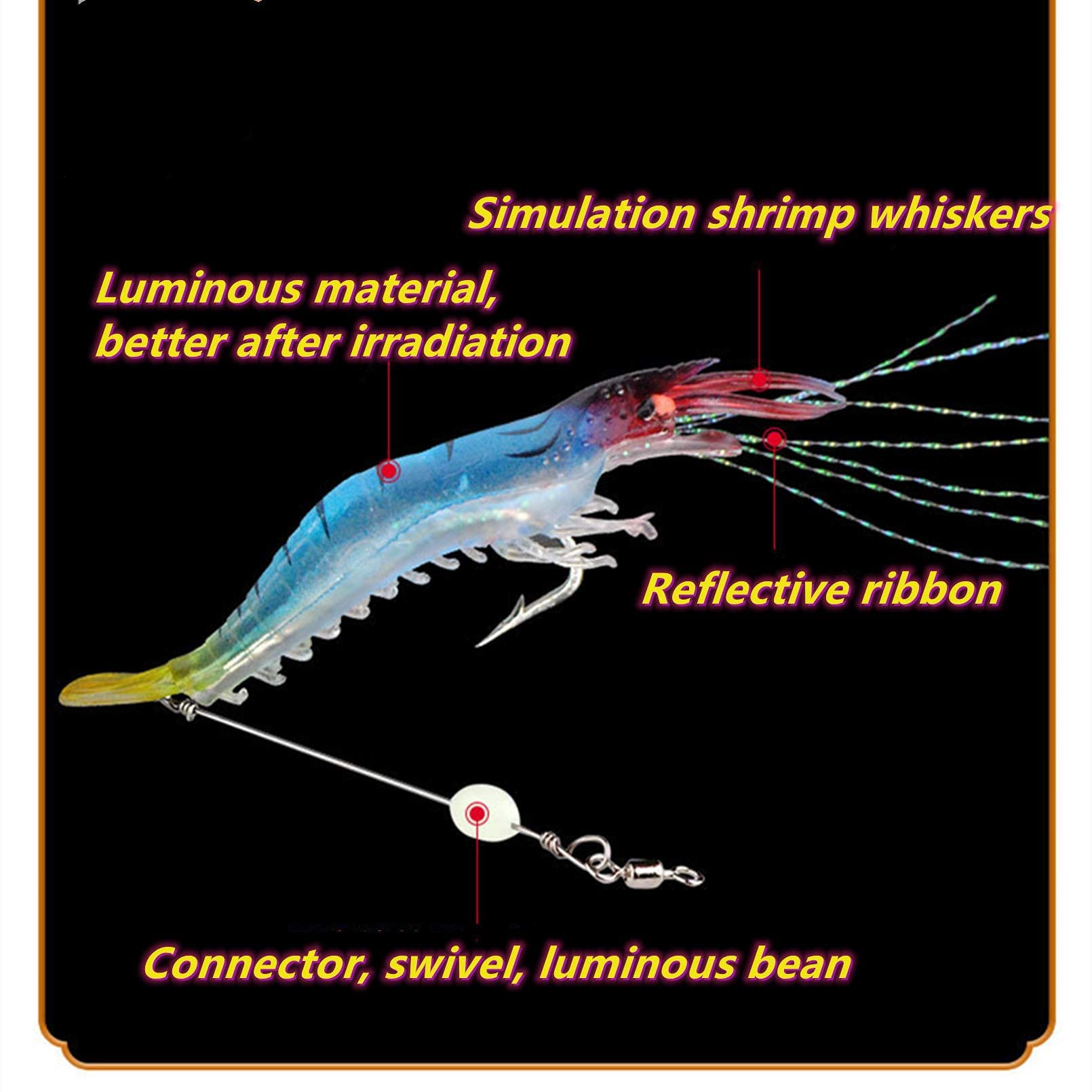 Proberos Shrimp Fishing Lures Set for Night Fishing with UV-Reflective Design | 21PCS 10cm Silicone Baits
