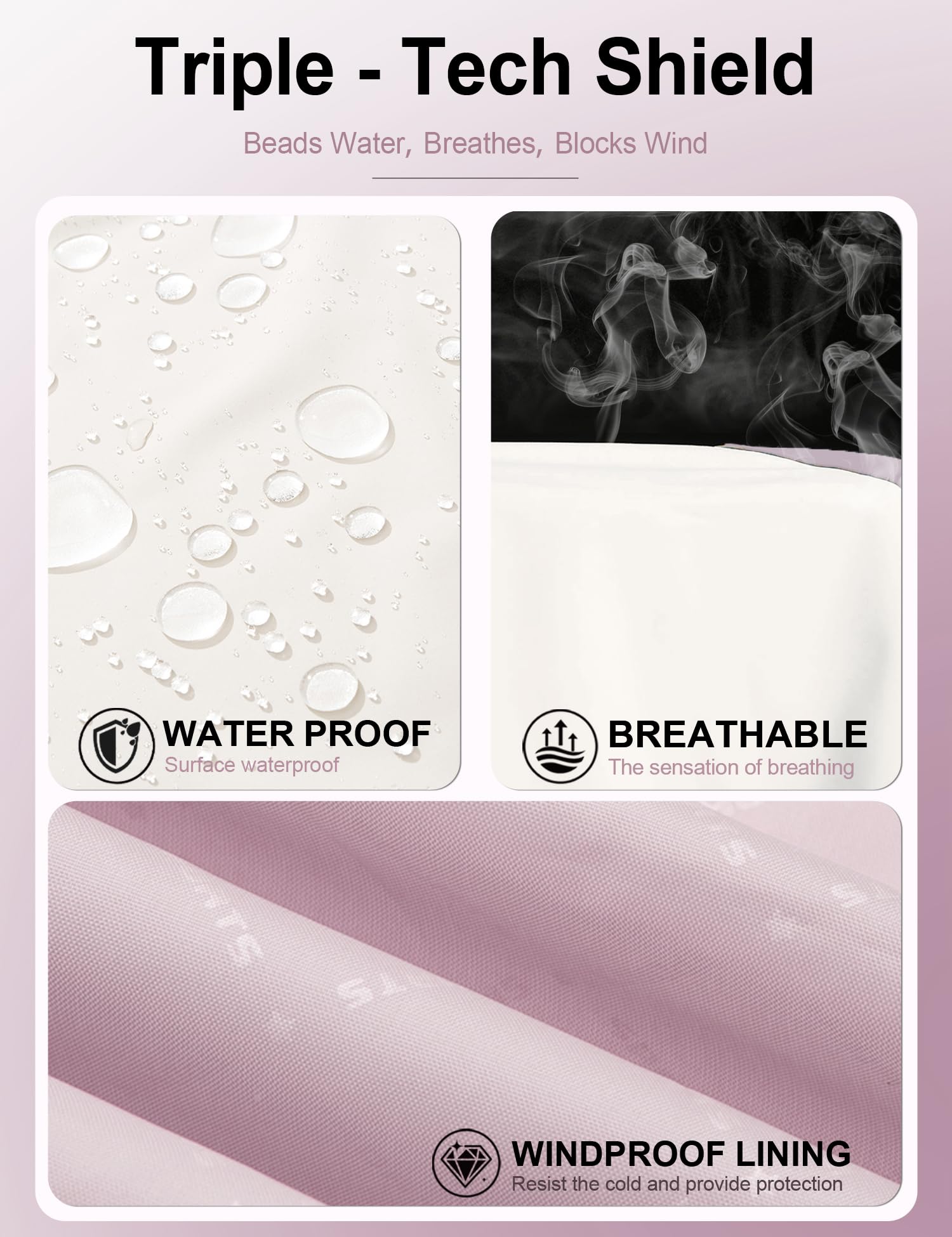 Venzina Women's Water Repellent Jacket for Hiking and Daily Commute with Reflective Design | Lightweight Breathable Windbreaker in Purple