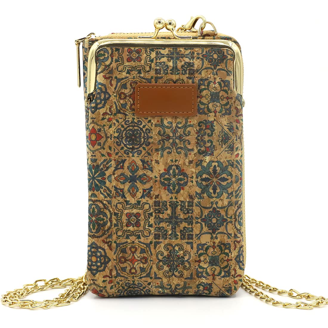 PALAY Crossbody Phone Bag for Women with 19x11x5cm Multi Layer Storage and Beige Art Print