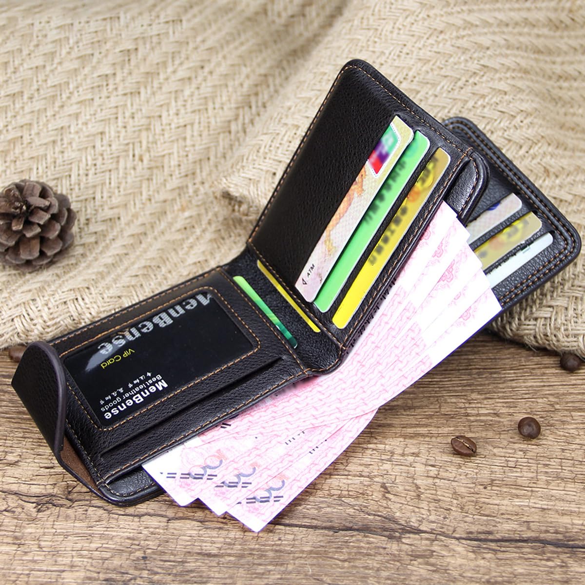 GUSTAVE One Piece Wallet for Men with Magnet Snap Buckle and 9 Card Slots | PU Leather
