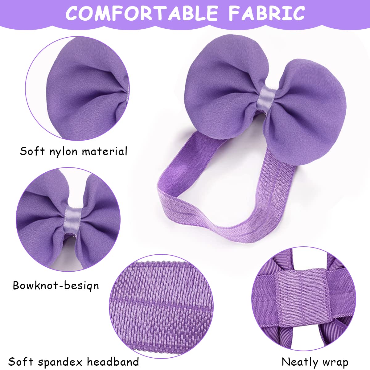 PALAY Girl Headbands for Babies with Stretchy Chiffon Bows 14Pcs Multicolor | Infant Hair Wraps